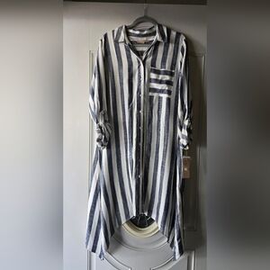 NWT Hope & Harlow Women’s Striped High-Low Button-Up Tunic Dress –Plus Size 16W